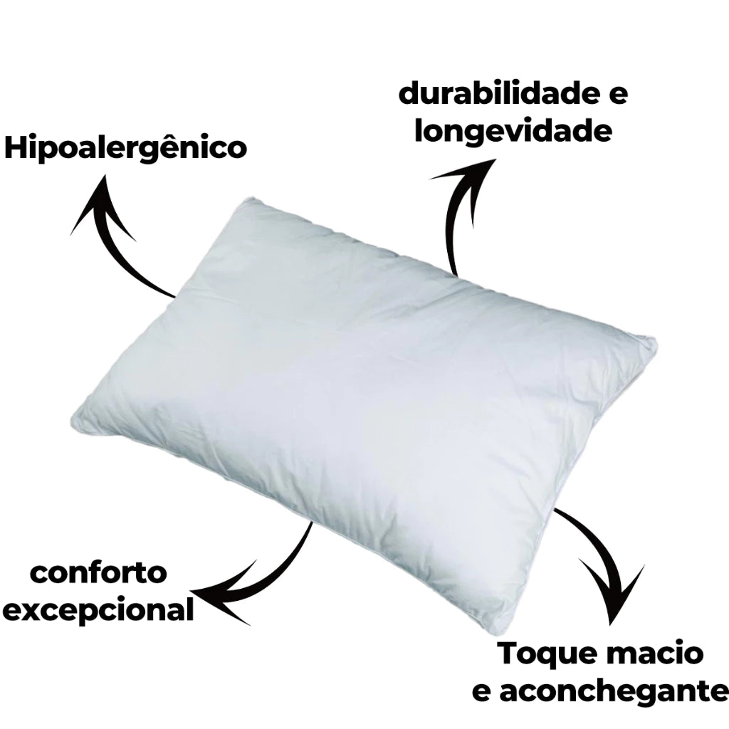 Kit 4 Travesseiro Pluma de Ganso Confortavel e Macio Antiacaro