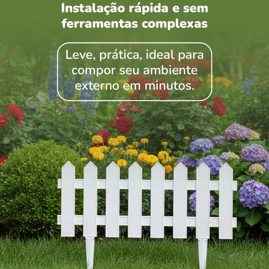 Kit com 24 Cercas Plásticas Decorativas para Jardim Inglês