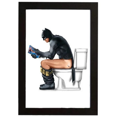 Placas decorativas quadros. Super Heróis Banheiro