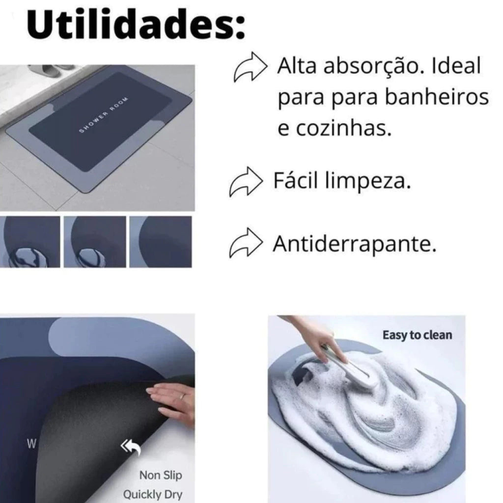 Tapete Estilo 5D De Secagem Rápida Em Microfibra Antiderrapante Para Banheiro / Porta De Entrada