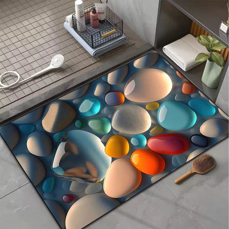 Tapete Estilo 5D De Secagem Rápida Em Microfibra Antiderrapante Para Banheiro / Porta De Entrada