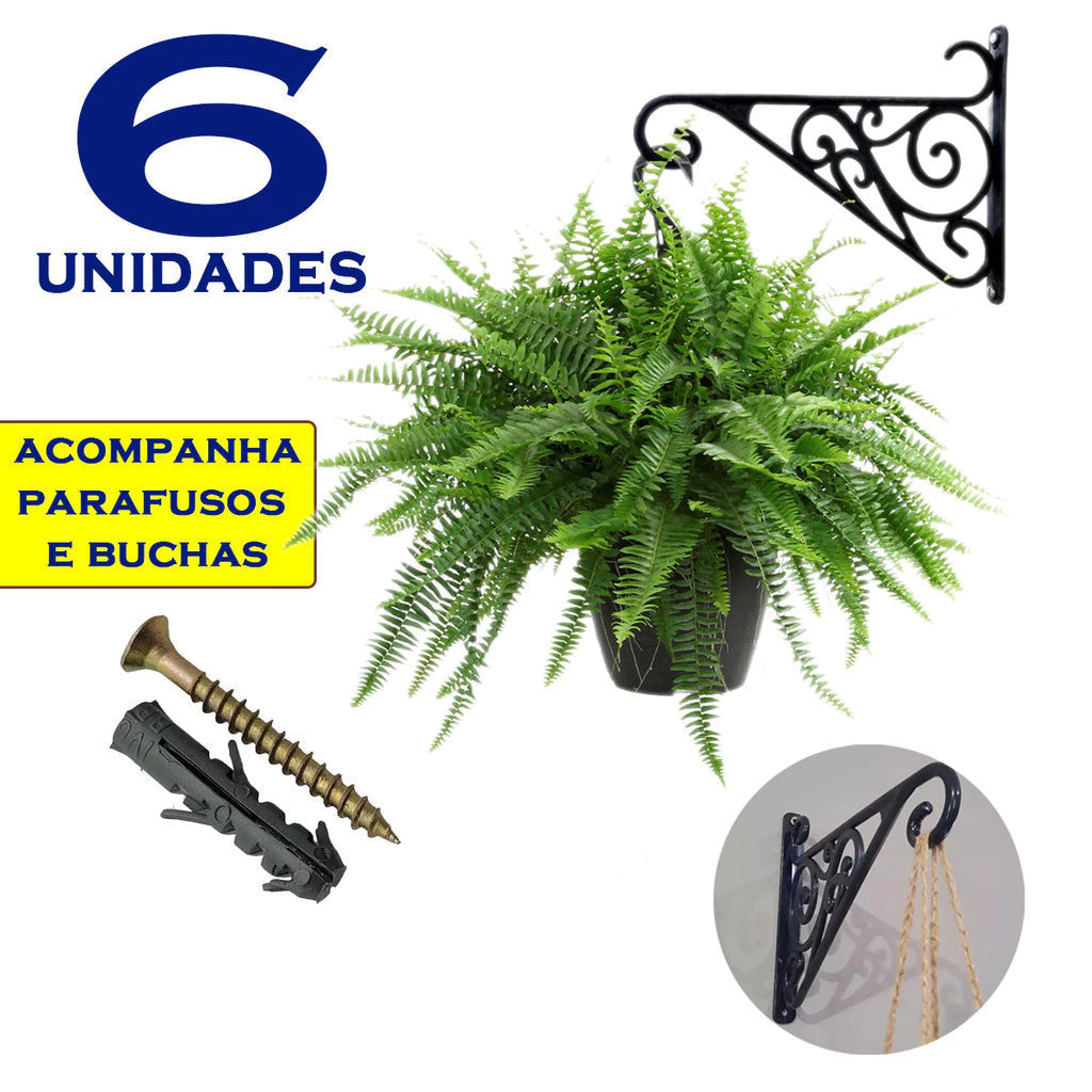 Kit 2 a 6 Suporte para vaso de plantas mão francesa jardim vertical