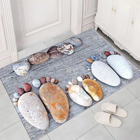 Tapete Estilo 5D De Secagem Rápida Em Microfibra Antiderrapante Para Banheiro / Porta De Entrada