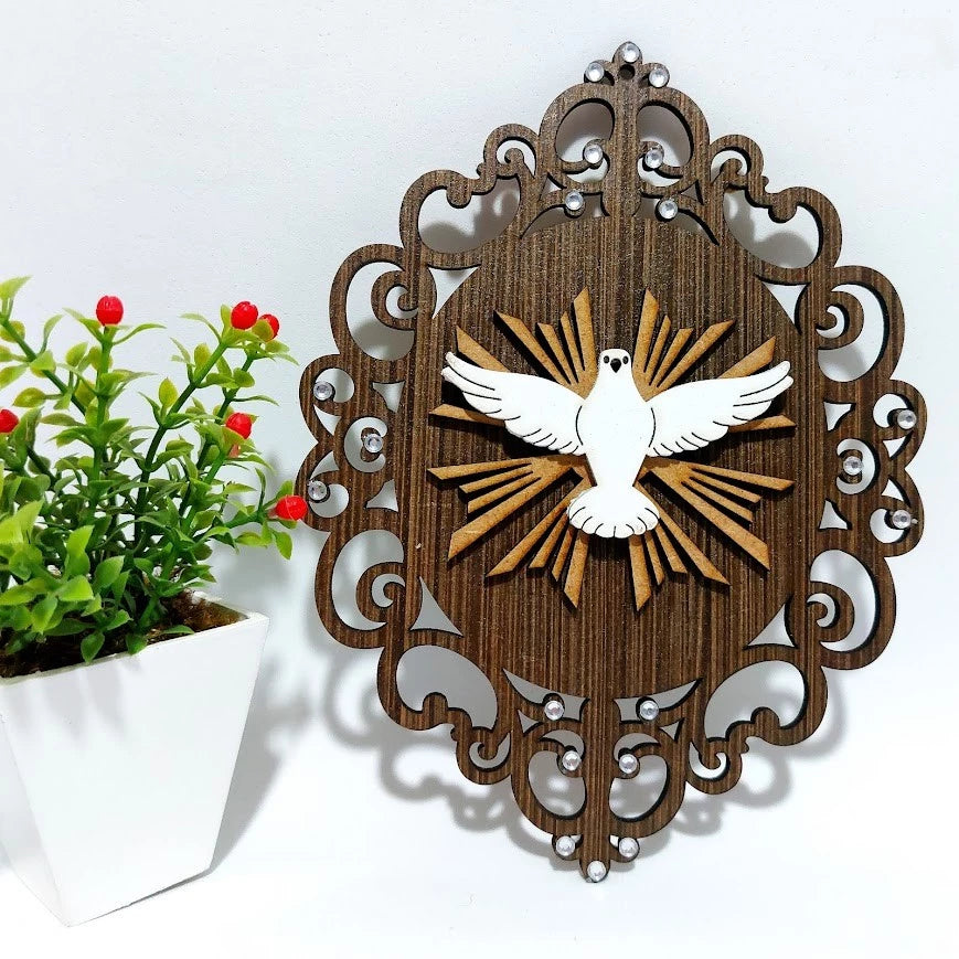 Divino Espirito Santo Placa Renda Linda Porta de Entrada Proteção