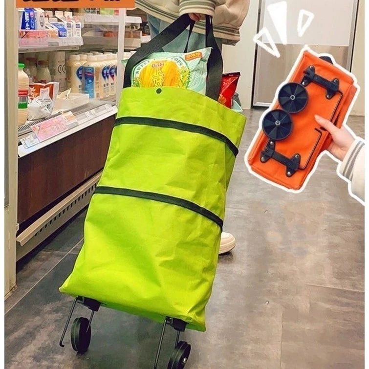 Bolsa de compras dobrável com rodas para feira