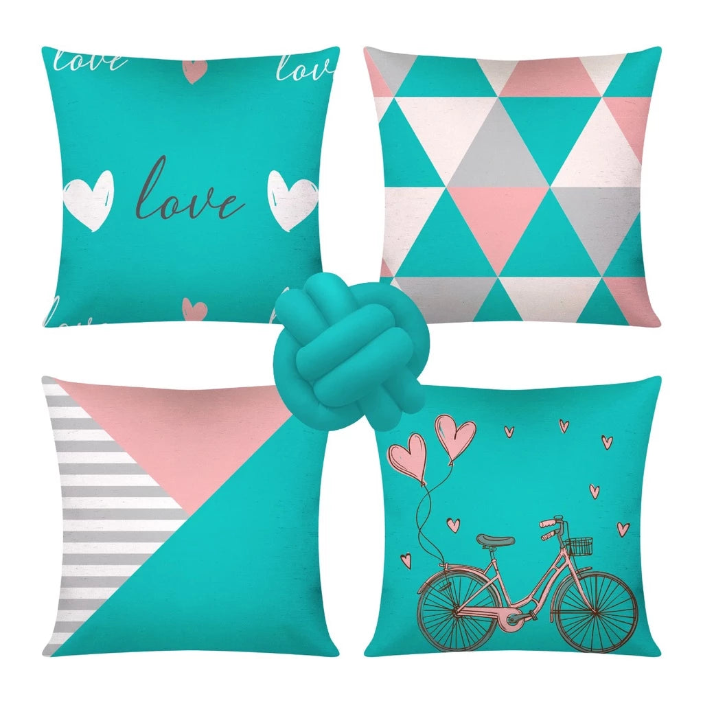 Kit 4 capas de almofadas decorativas + Nó