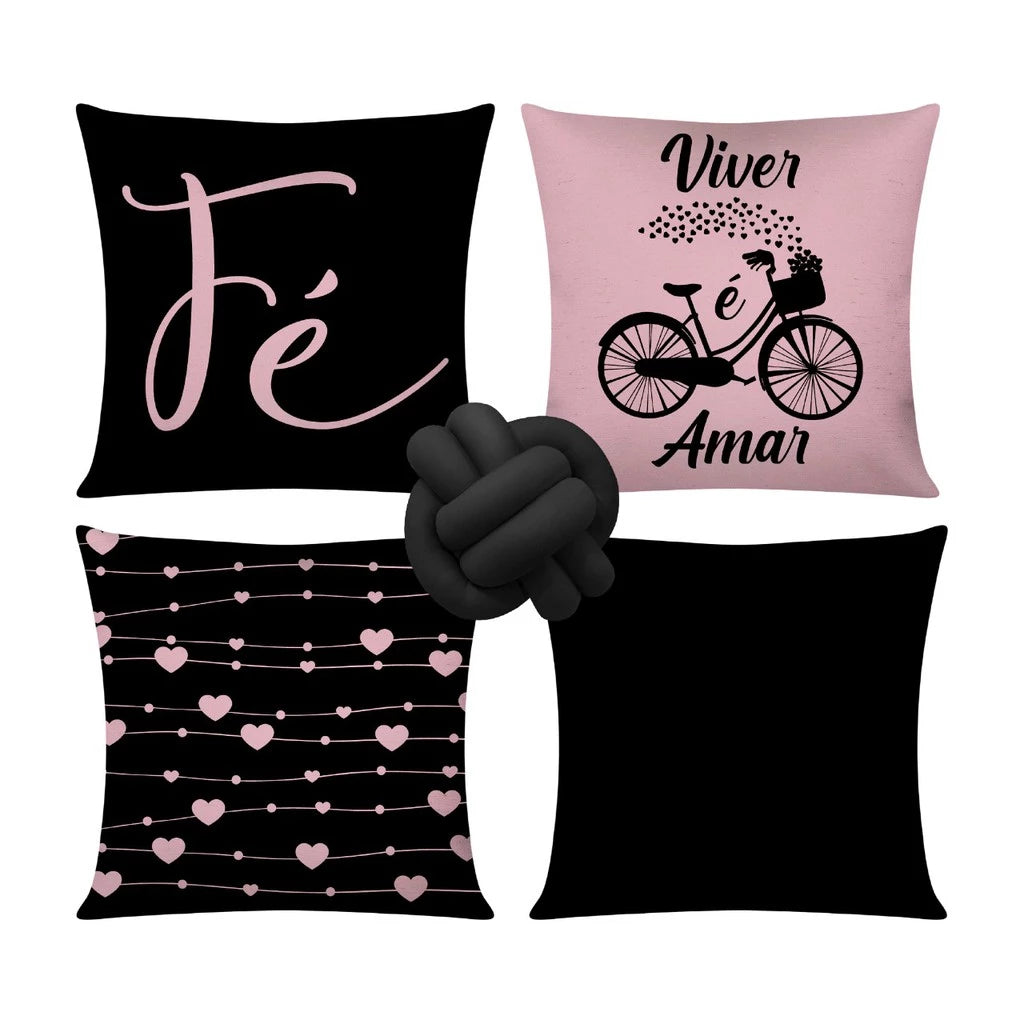 Kit 4 capas de almofadas decorativas + Nó