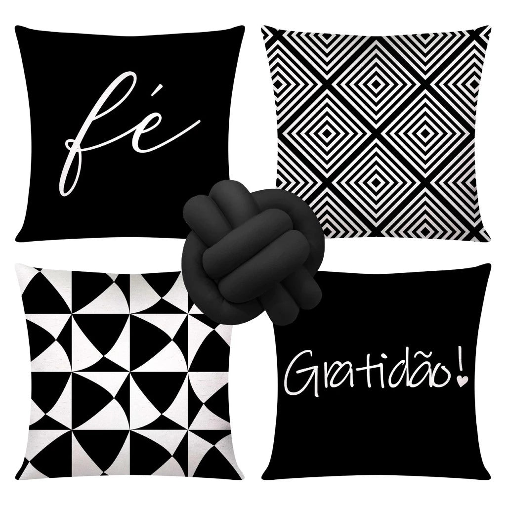 Kit 4 capas de almofadas decorativas + Nó