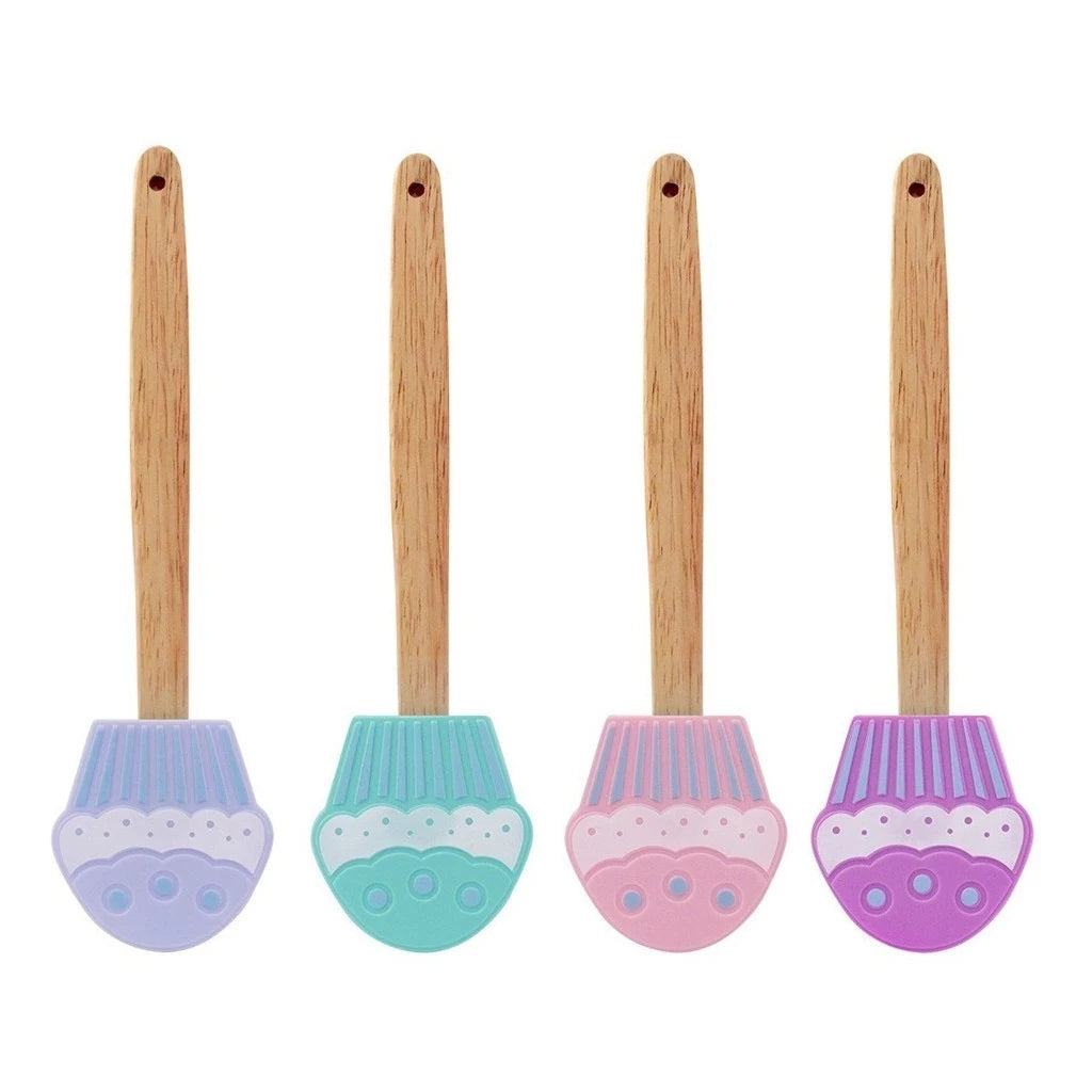 Espátula Silicone Formato de Cupcake com Cabo de Madeira