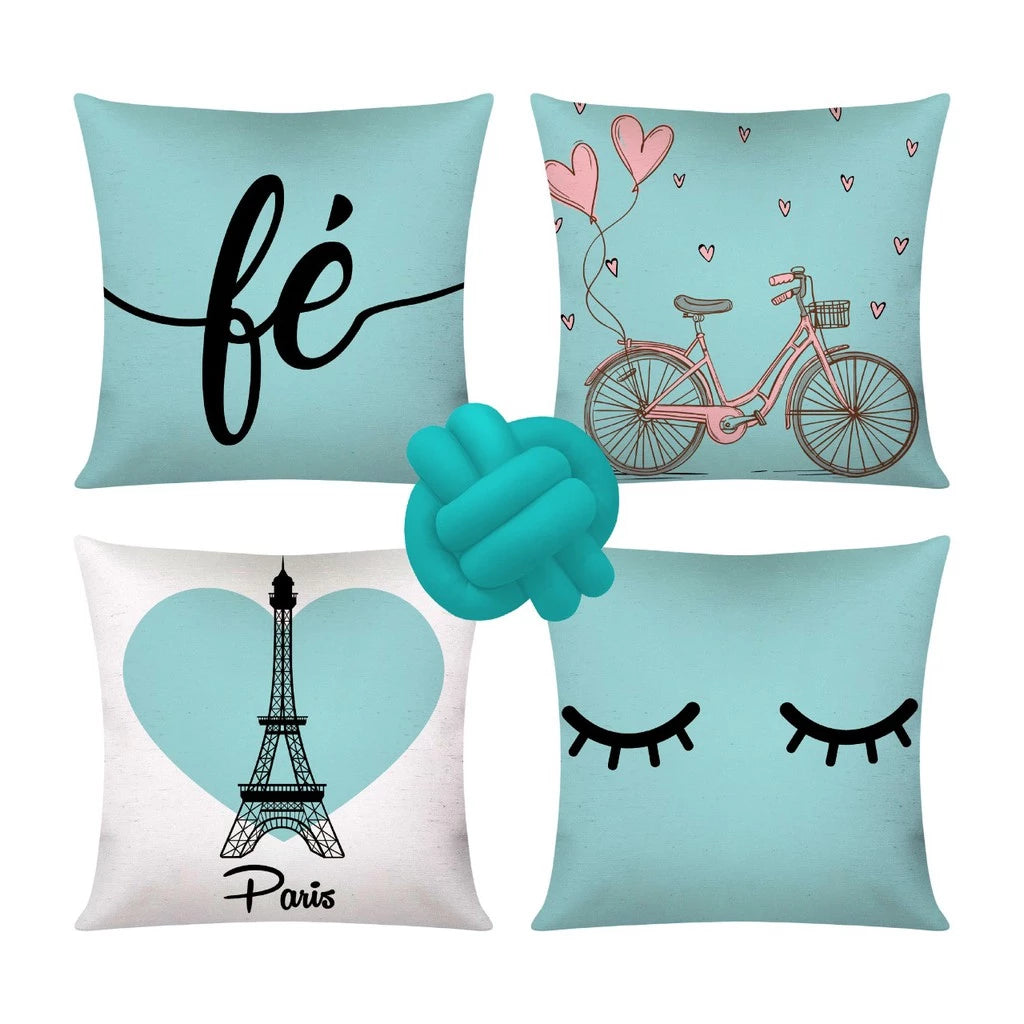 Kit 4 capas de almofadas decorativas + Nó