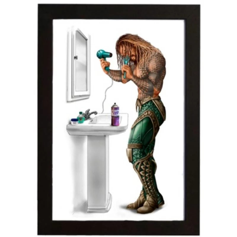 Placas decorativas quadros. Super Heróis Banheiro