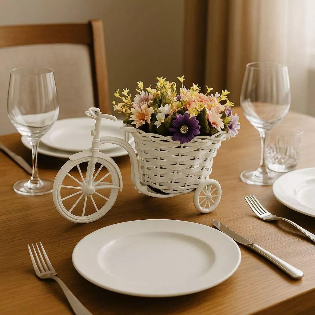 Arranjo Bicicleta Decorativa Artificial Folhagem Rosa