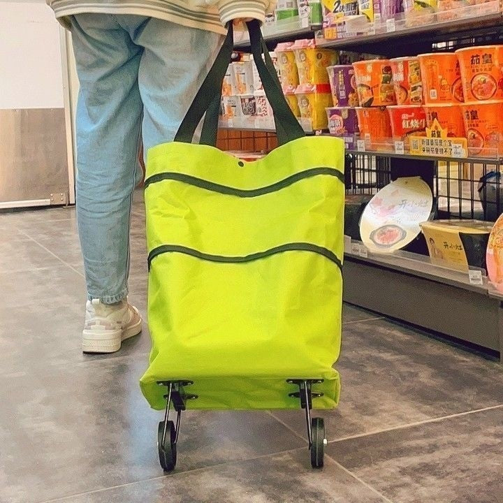 Bolsa de compras dobrável com rodas para feira