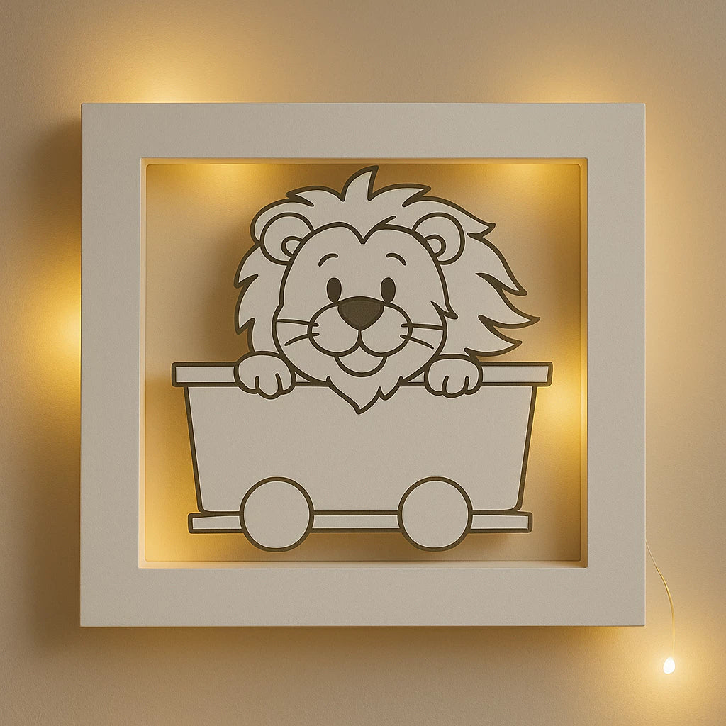 KIT COM 3 Luminárias Safari Baby MDF 50x17 de parede – Luz Suave e Design Divertido!