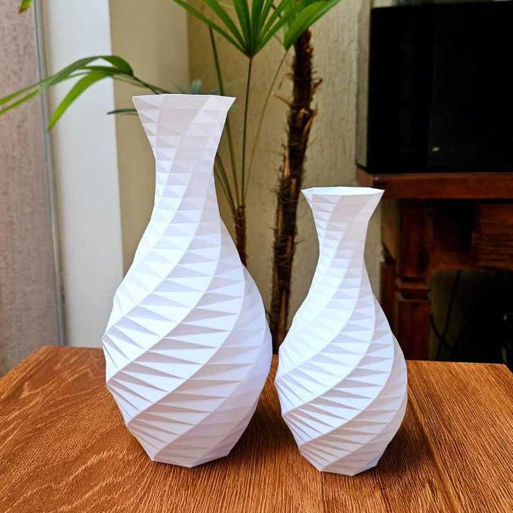 Kit 2 Vasos Decorativos Geométricos Decoração Sala