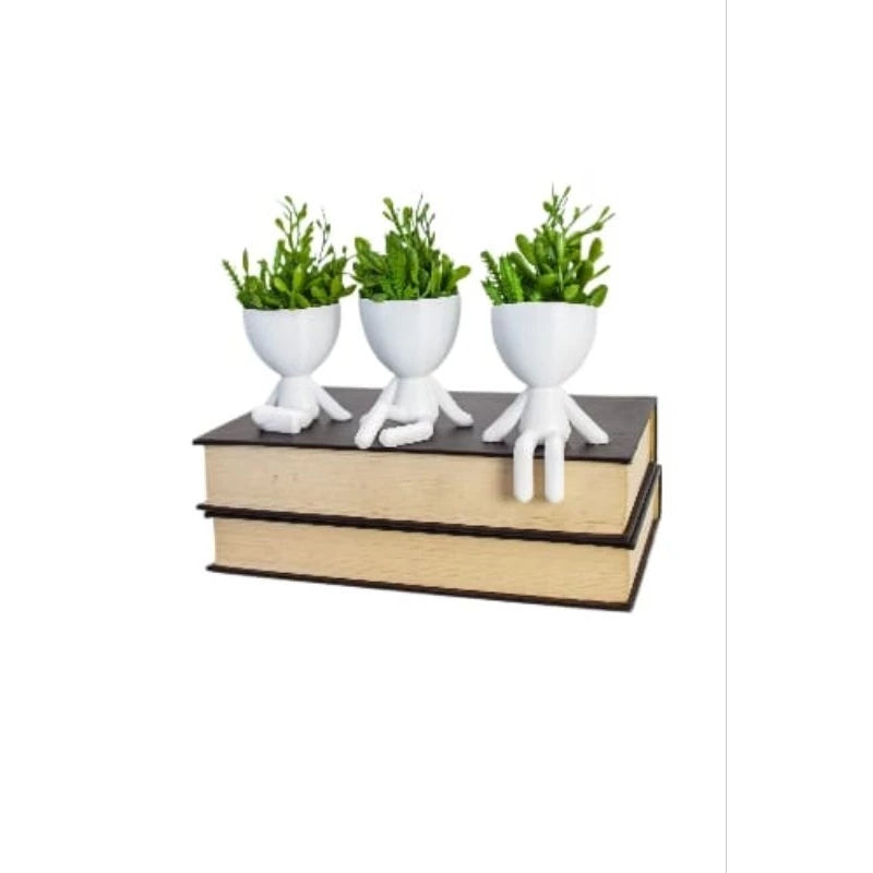 Kit 3 Mini Vasinhos com FLOR artificial Bob Robert para Decoração
