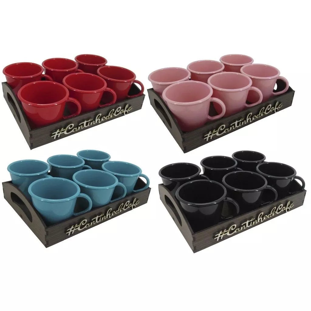Kit Bandeja C/ 6 Xícaras Cantinho do Café, Chá