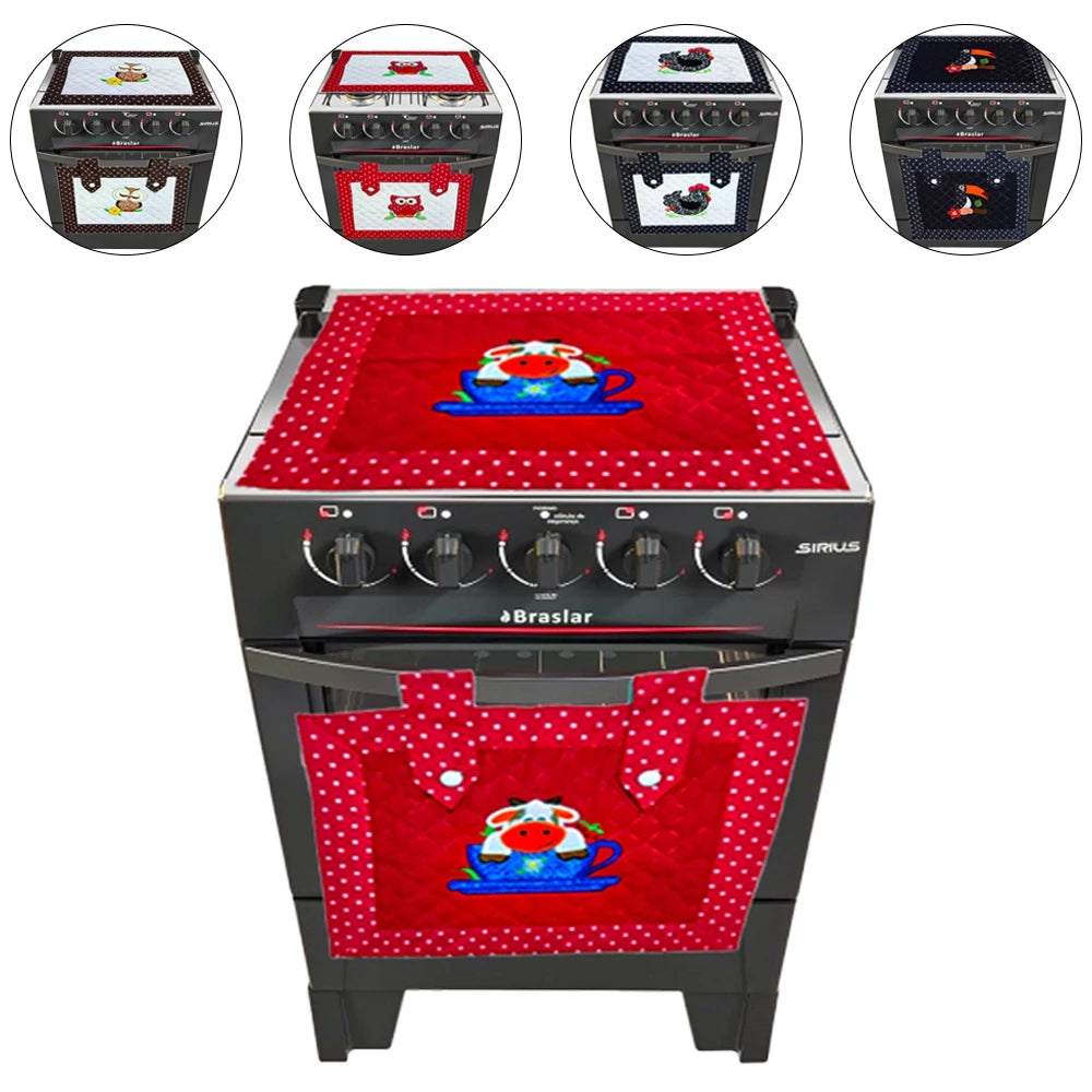 Kit Fogão e Forno Tecido Matelado Para Fogão 4 Bocas