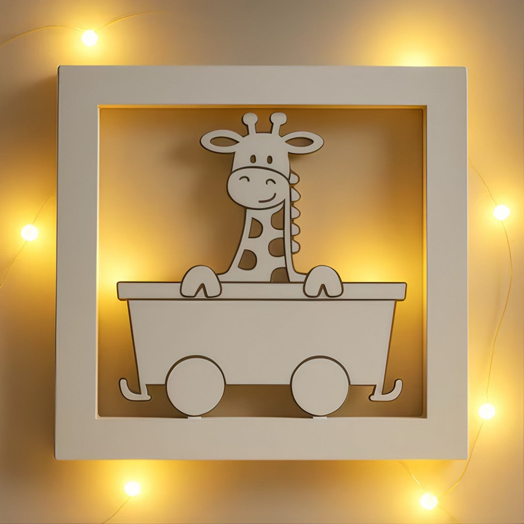 🌙 Luminária Safari Baby™ – Kit com 3 Luminárias MDF de Parede