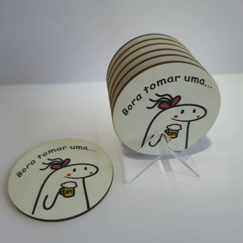 Porta Copo kit com 6 bolachas de 9cm e uma com base de acrílico para decoração