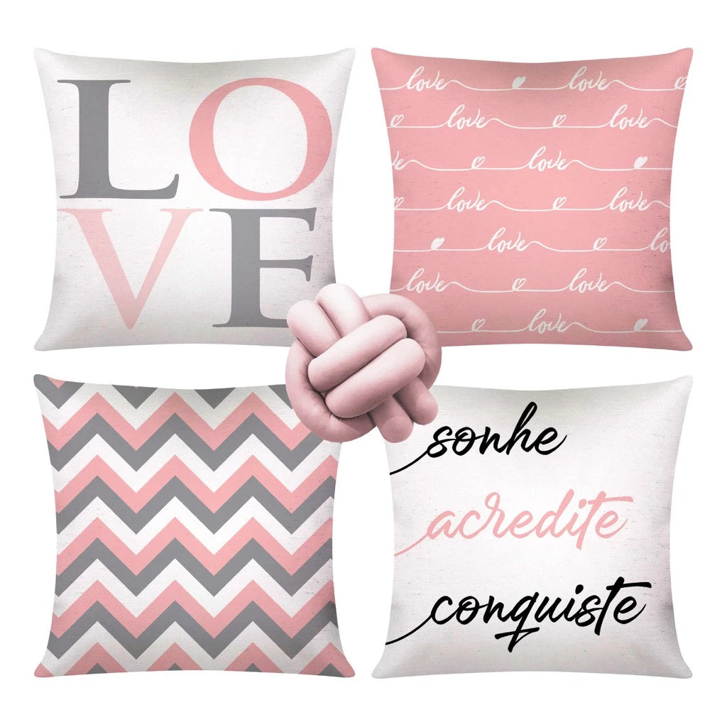 Kit 4 capas de almofadas decorativas + Nó