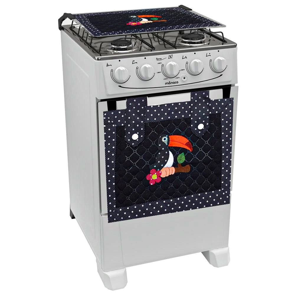 Kit Fogão e Forno Tecido Matelado Para Fogão 4 Bocas