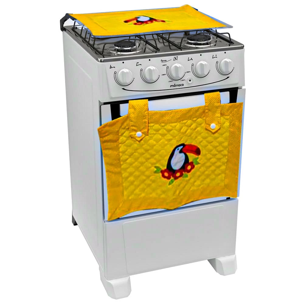 Kit Fogão e Forno Tecido Matelado Para Fogão 4 Bocas