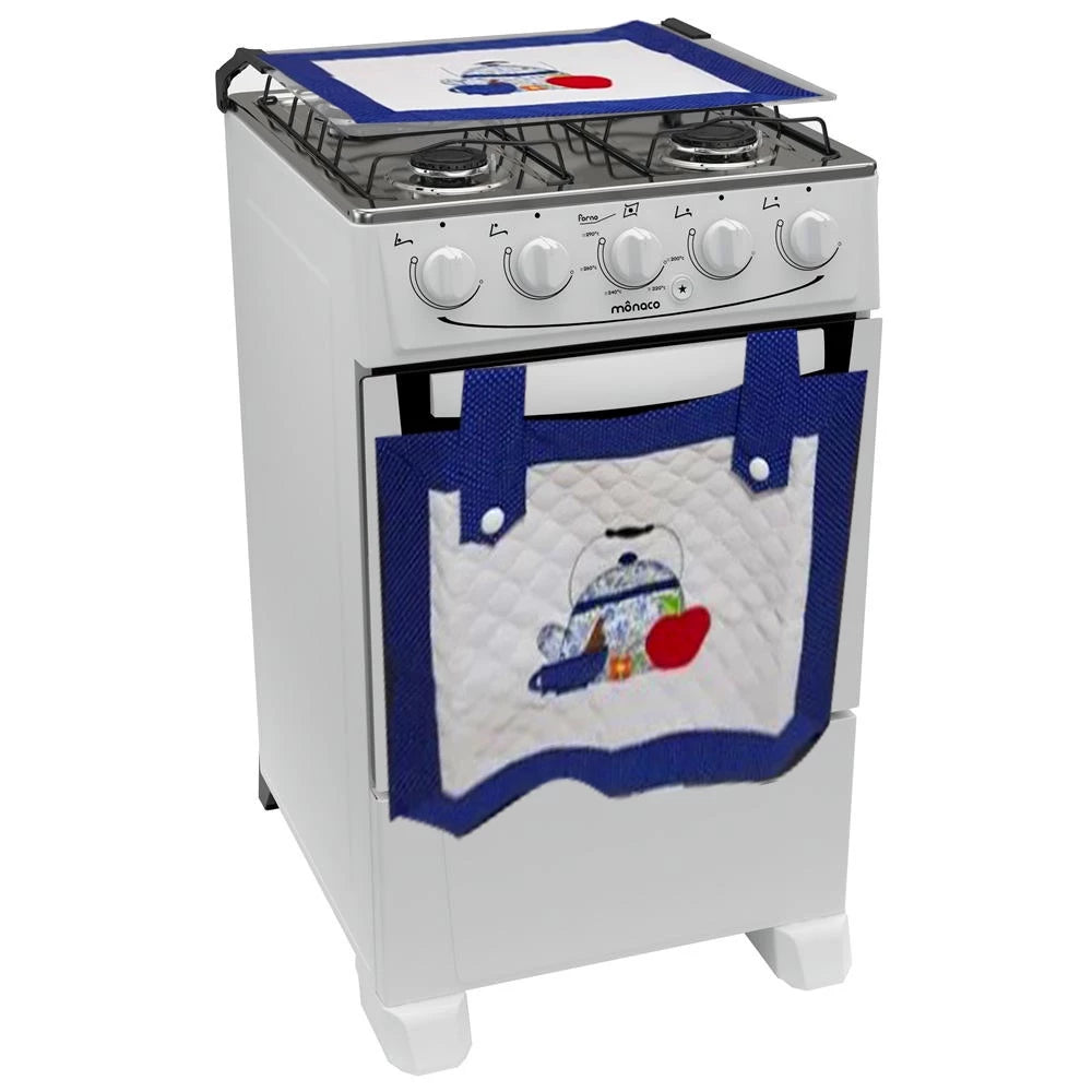 Kit Fogão e Forno Tecido Matelado Para Fogão 4 Bocas
