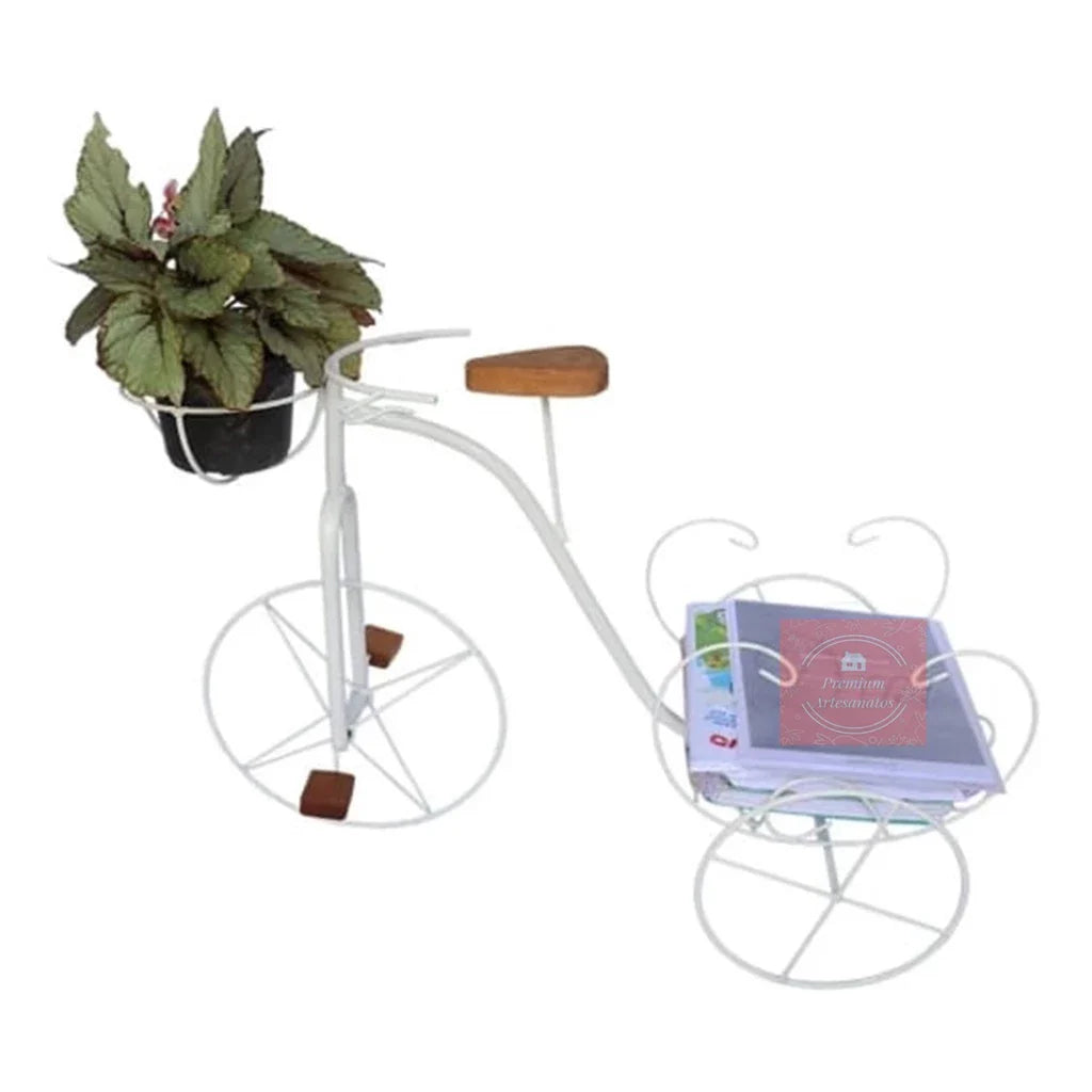 Bicicleta Decorativa de Ferro Rústica Branca