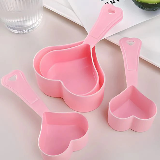 Kit Medidor Culinário Coração 4 Peças Confeitaria