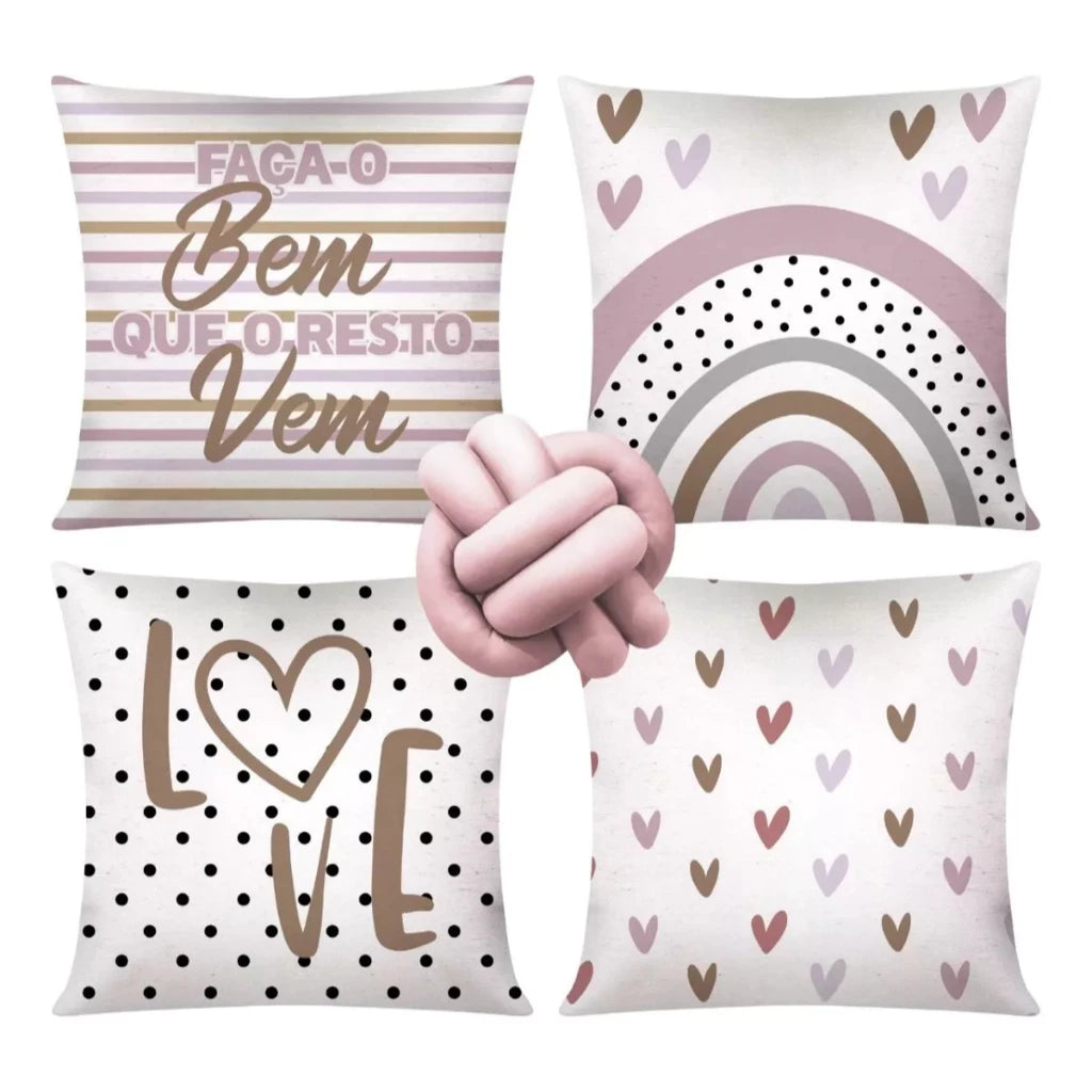 Kit 4 capas de almofadas decorativas + Nó