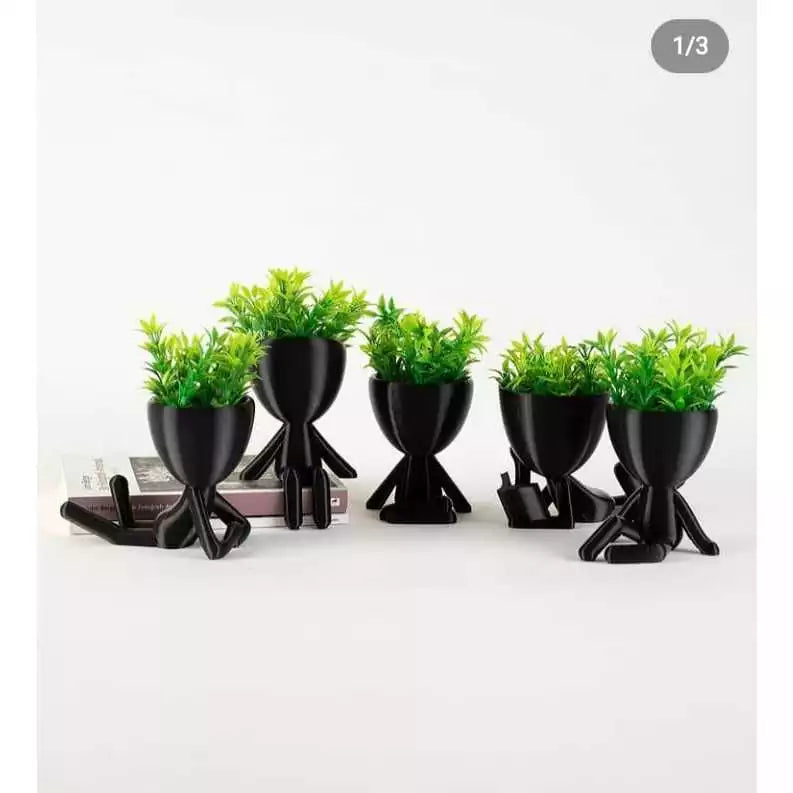 Kit 3 Mini Vasinhos com FLOR artificial Bob Robert para Decoração