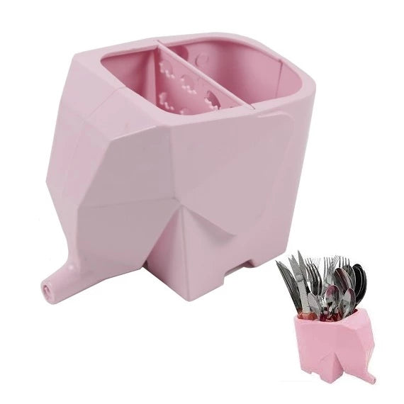 Escorredor de Talheres Elefante Rosa Claro + Brinde