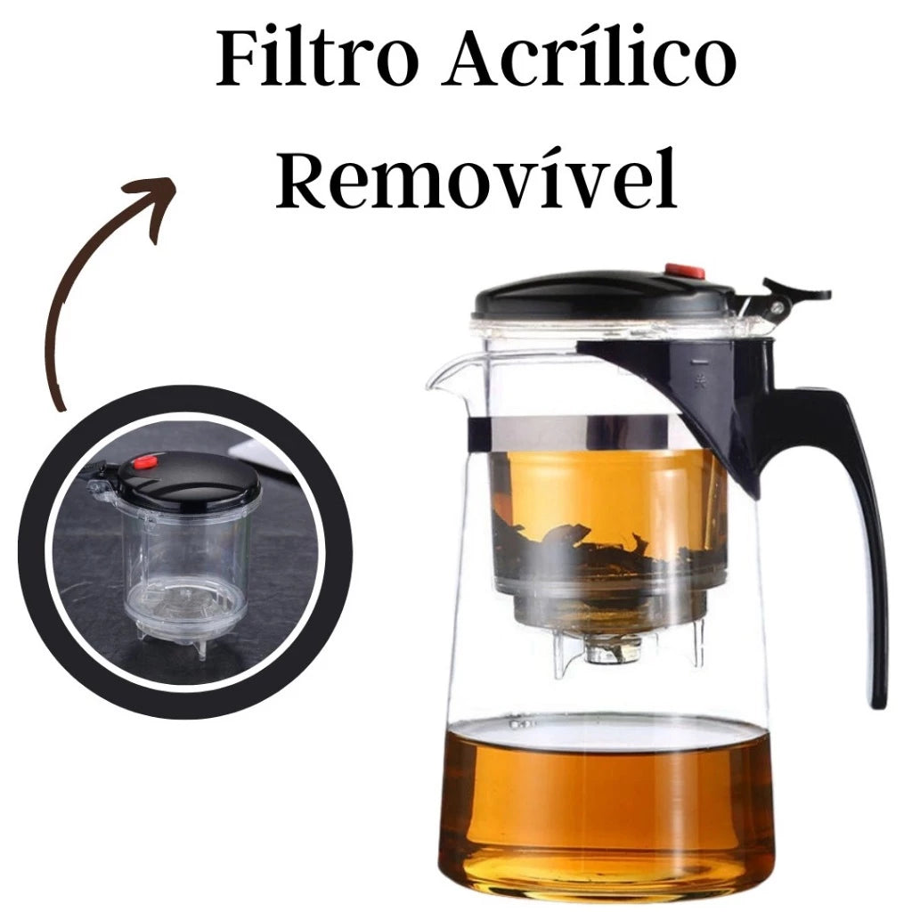 Chaleira Com Infusor De Vidro 600ml Para Chá