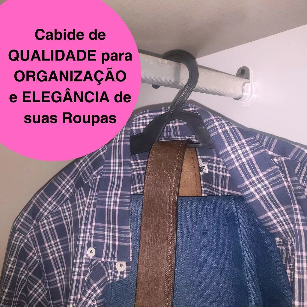 Cabide Adulto Preto Kit 100 Cabides Reforçados Organizar Roupas