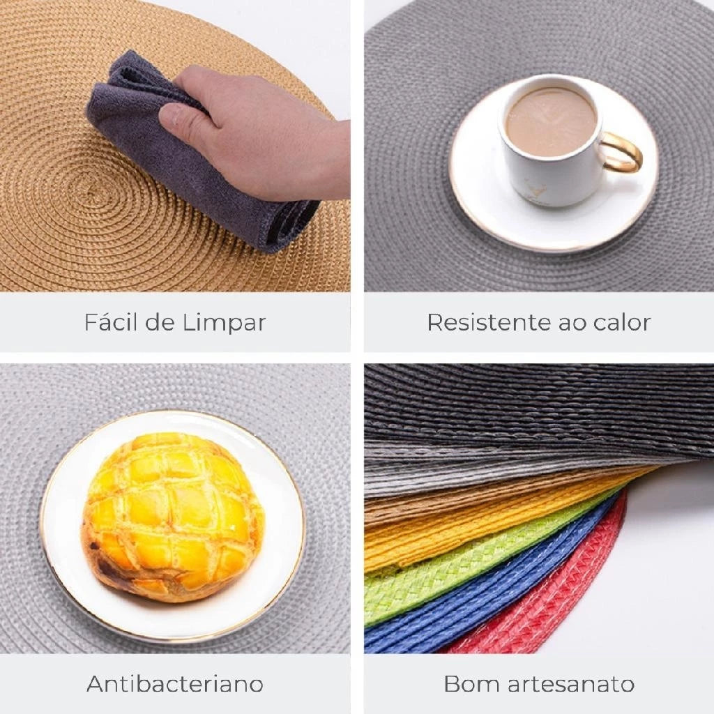 Kit 4 ou 6 Jogo Americano Souplast Redondo Jantar Mesa Posta Cozinha 38cm