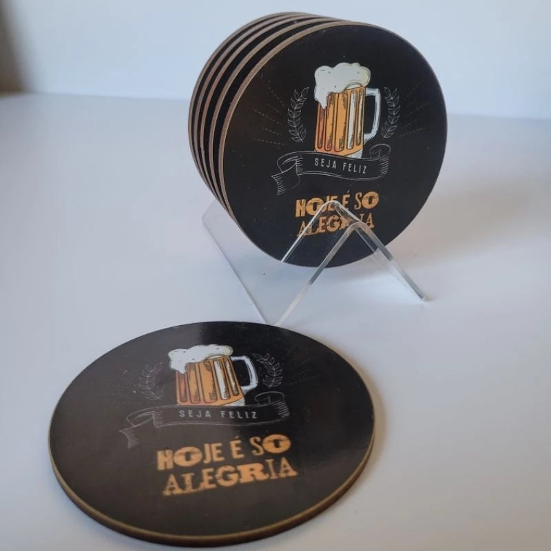 Porta Copo kit com 6 bolachas de 9cm e uma com base de acrílico para decoração