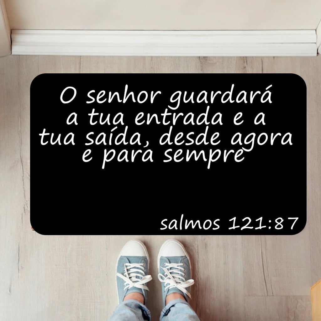 Tapete Antiderrapante Costura Reforçada - Versículo - Evangélico - Oração