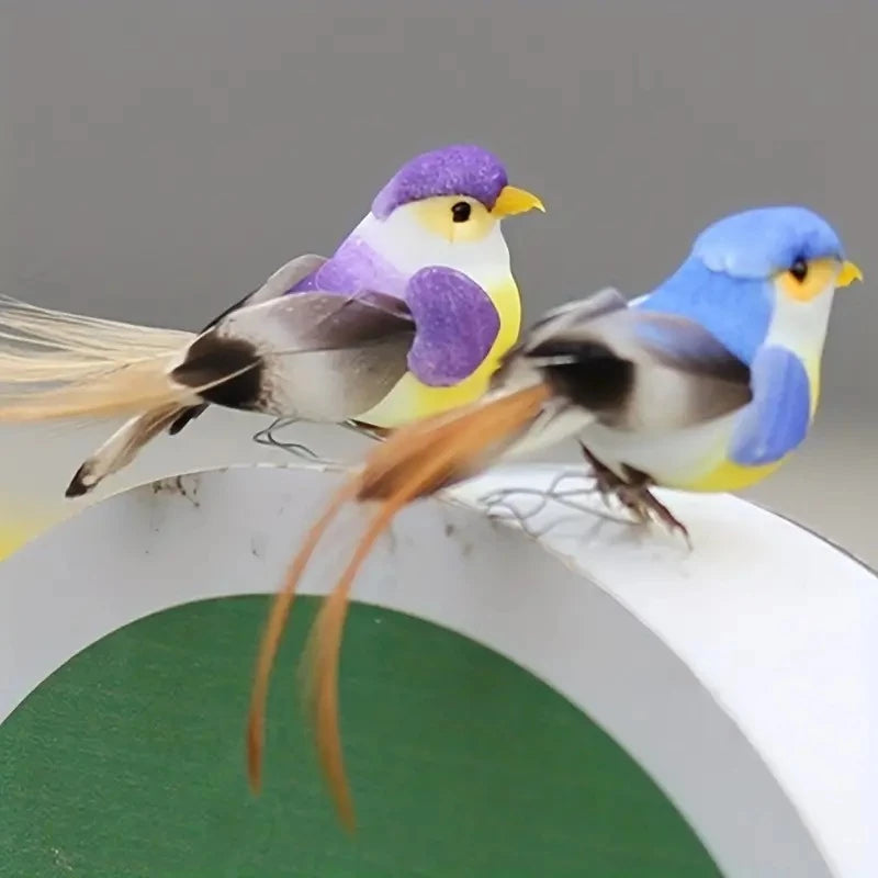 Kit 4 Passarinhos Artificiais Coloridos