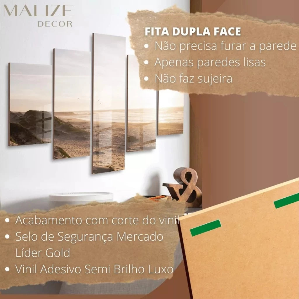 Kit 5 Quadros Decorativos Frases