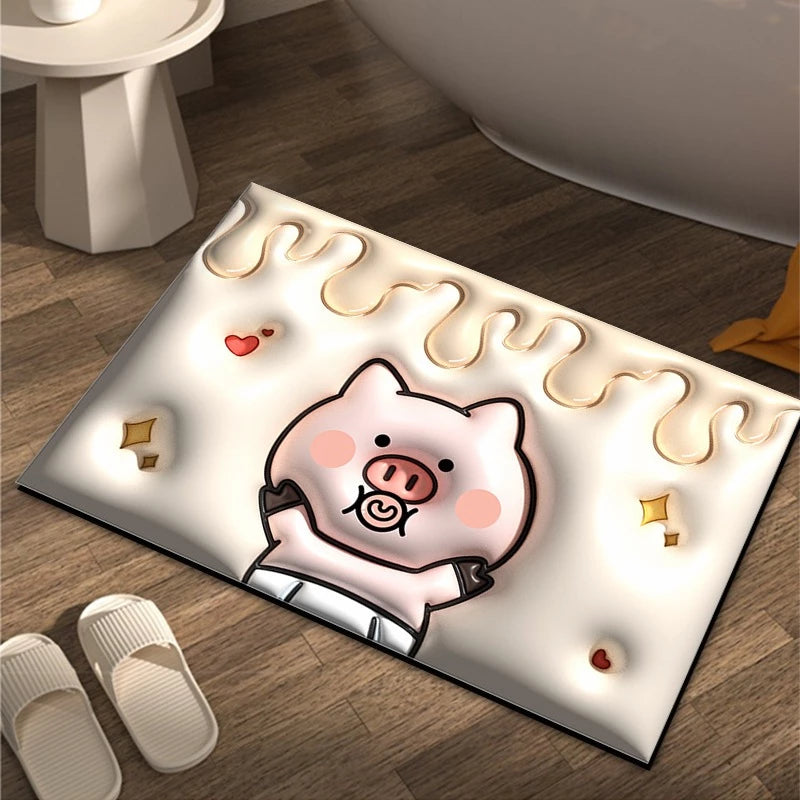 Tapete de Banheiro Efeito 3D Antiderrapante Super Absorvente