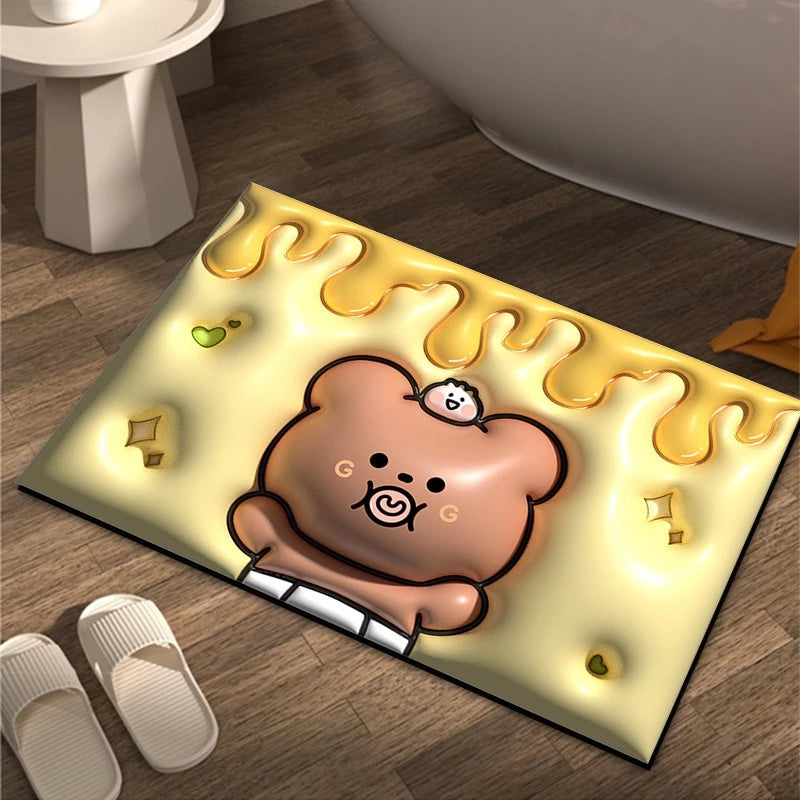 Tapete de Banheiro Efeito 3D Antiderrapante Super Absorvente