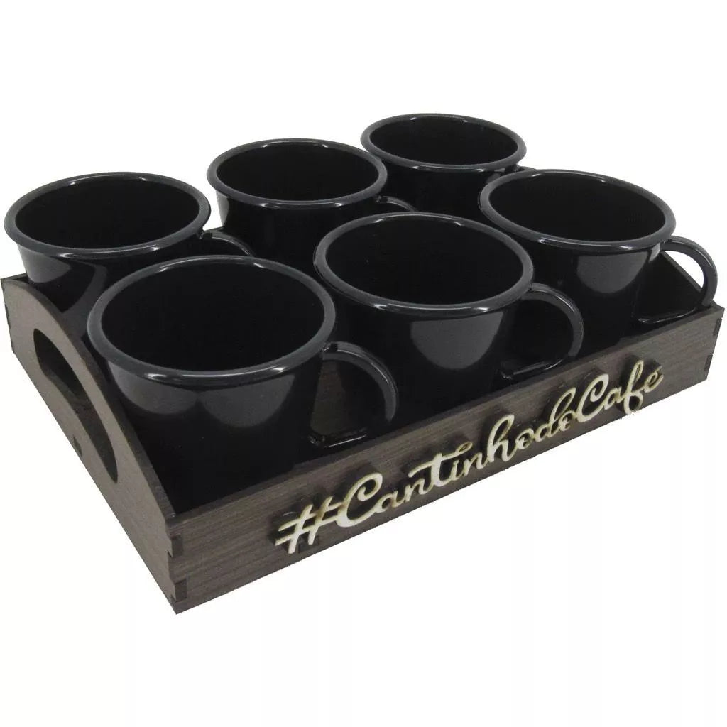 Kit Bandeja C/ 6 Xícaras Cantinho do Café, Chá