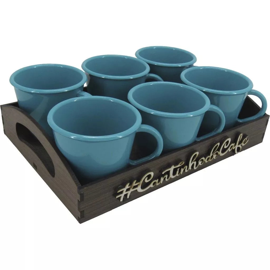 Kit Bandeja C/ 6 Xícaras Cantinho do Café, Chá