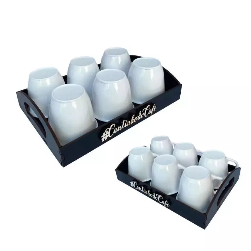 Kit Bandeja C/ 6 Xícaras Cantinho do Café, Chá