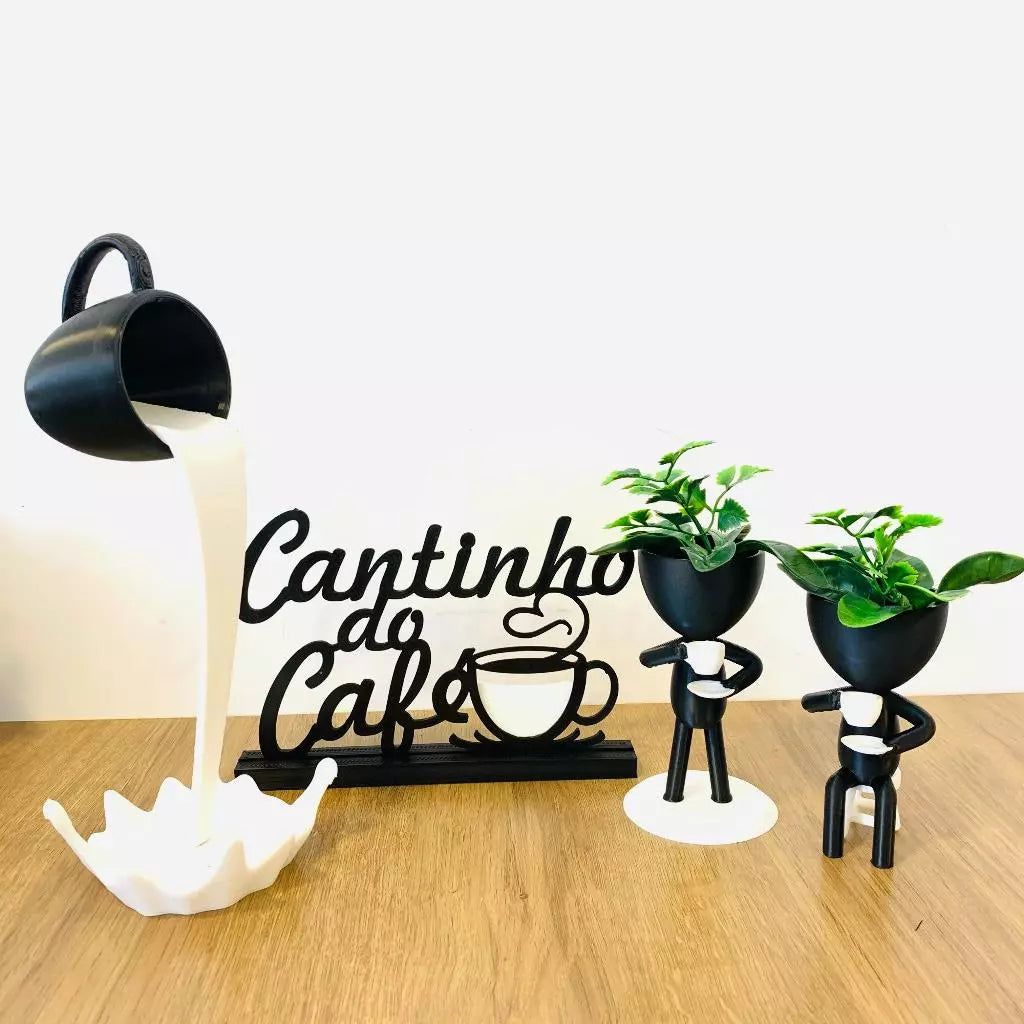 Kit Cantinho do Café com Xícara Flutuante e Bob com as Plantas