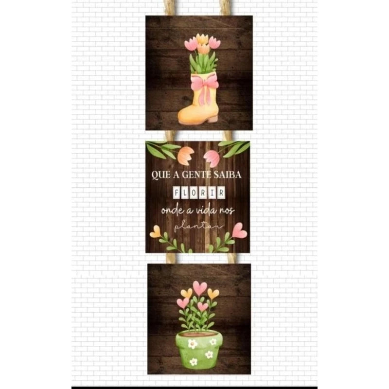 Kit Placa Decorativa Personalizada Com Corda