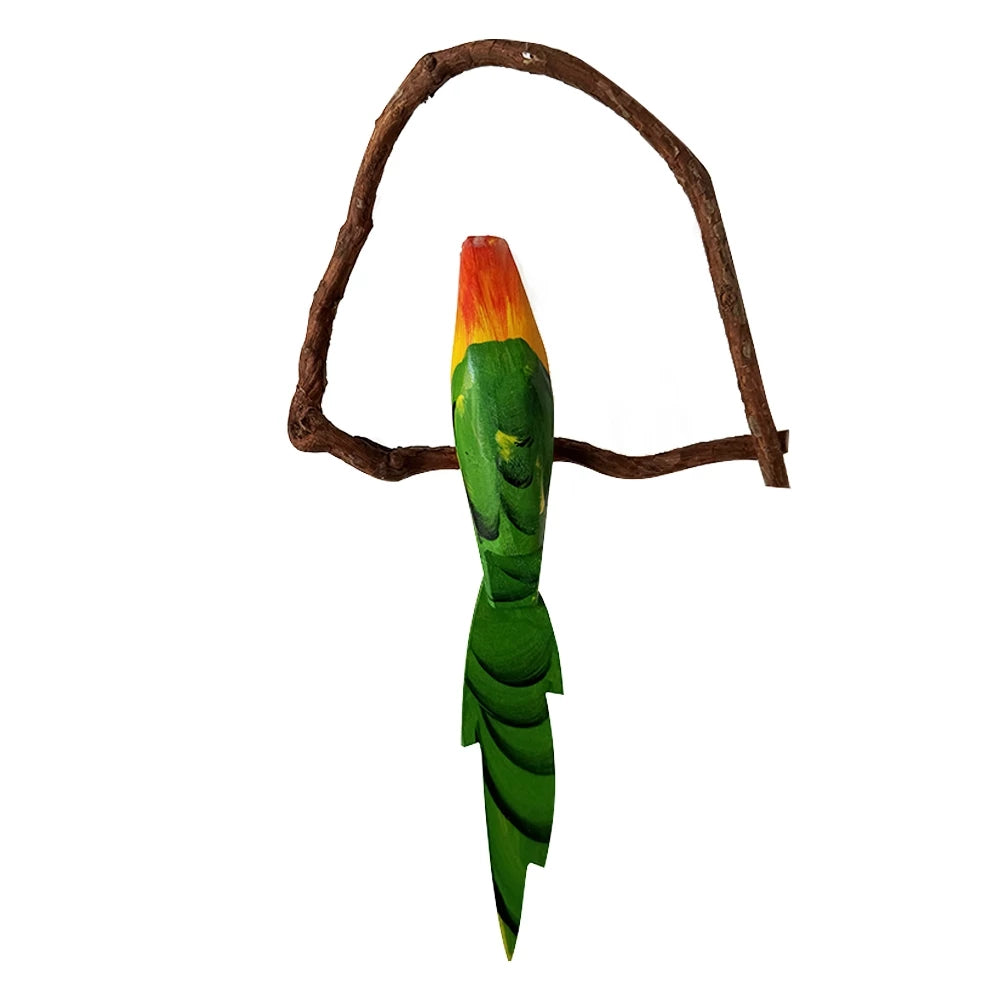 Mini Pássaros Artesanais em Madeira no Cipó – Arara Vermelha ou Tucano