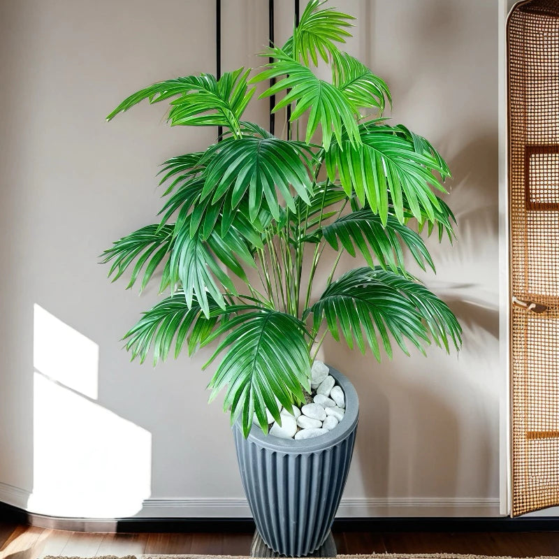 24 Folhas Planta Artificial Palmeira Areca Real
