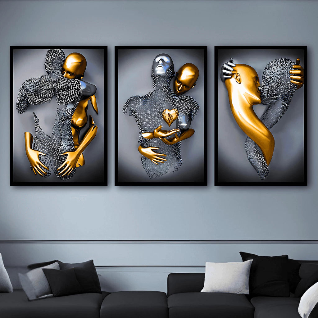 Quadros Decorativos 3 Peças Arte Moderna Casal Química
